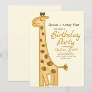 Schöne Aquarellfarben Giraffe Geburtstag Einladung