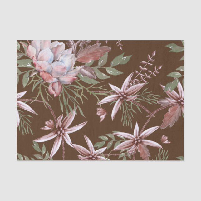 Schöne Aquarellfarben Rosa Blume Dunkler Hintergru Seidenpapier (Vorderseite)