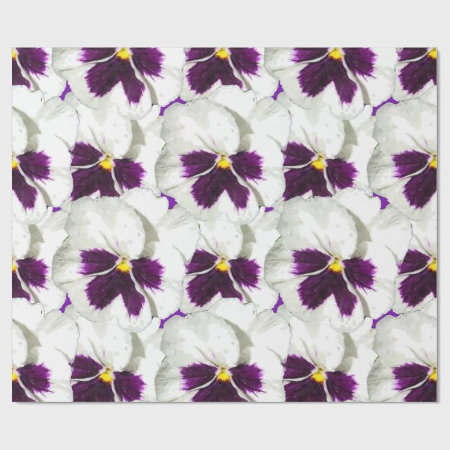 schöne Aquarellfarbensammlung weißer Stiefmütterch Geschenkpapier (Flach)