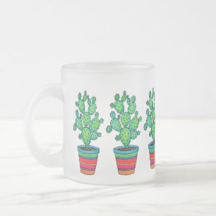 Schöne Aquarellkaktus in schöner Quelle Mattglastasse
