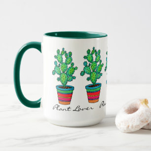 Schöne Aquarellkaktus in schöner Quelle Tasse