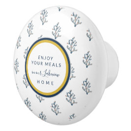 Schöne Aquarellkoralle auf Weißer Strand Hütte  Keramikknauf