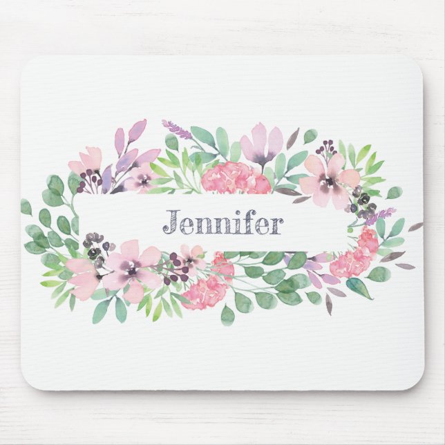 Schöne Aquarelllavender-Blume personalisiert Mousepad (Vorne)