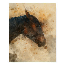 schöne Aquarellmalerei mit Pferdekopf