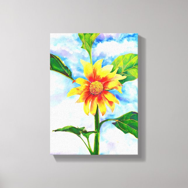 Schöne Aquarellmalerei mit Sonnenblumen Leinwanddruck (Vorderseite)