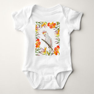 Schöne Aquarellmücke mit Perrot zeichnend Baby Strampler