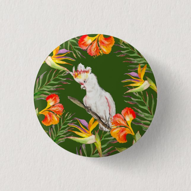 Schöne Aquarellmücke mit Perrot zeichnend Button (Vorderseite)