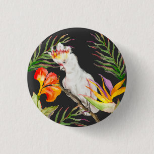 Schöne Aquarellsittich-Papagei Hand zeichnend Button
