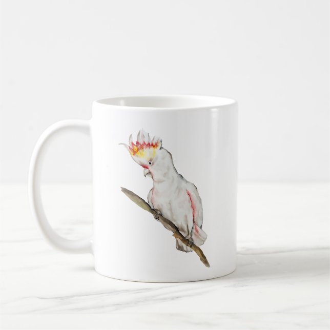 Schöne Aquarellsittich-Papagei Hand zeichnend Kaffeetasse (Links)
