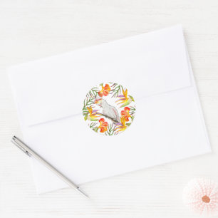 Schöne Aquarellsittich-Papagei Hand zeichnend Runder Aufkleber
