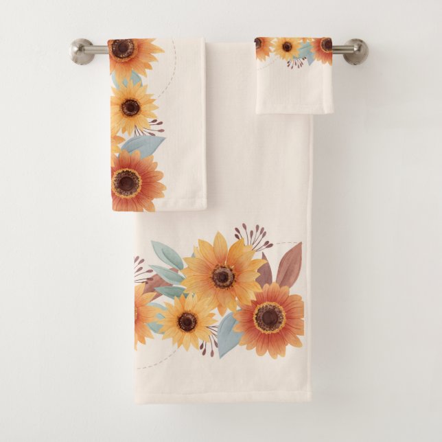 schöne Aquarellsonnenblume Badhandtuch Set (Insitu)