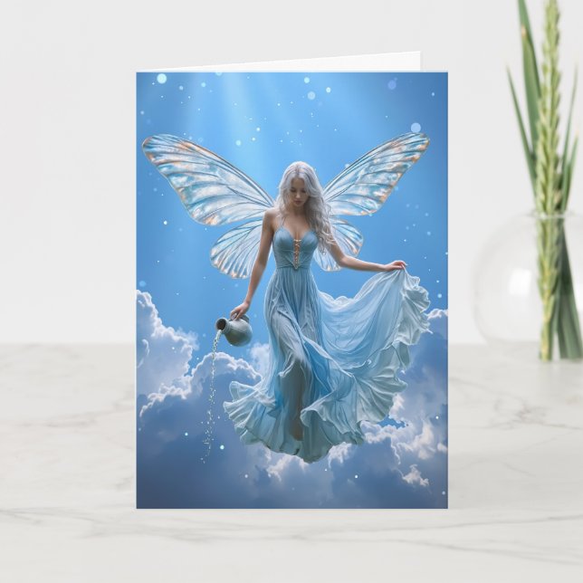 Schöne Aquarius Fairy in den Wolken Karte (Vorderseite)
