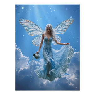 Schöne Aquarius Fairy in den Wolken Poster