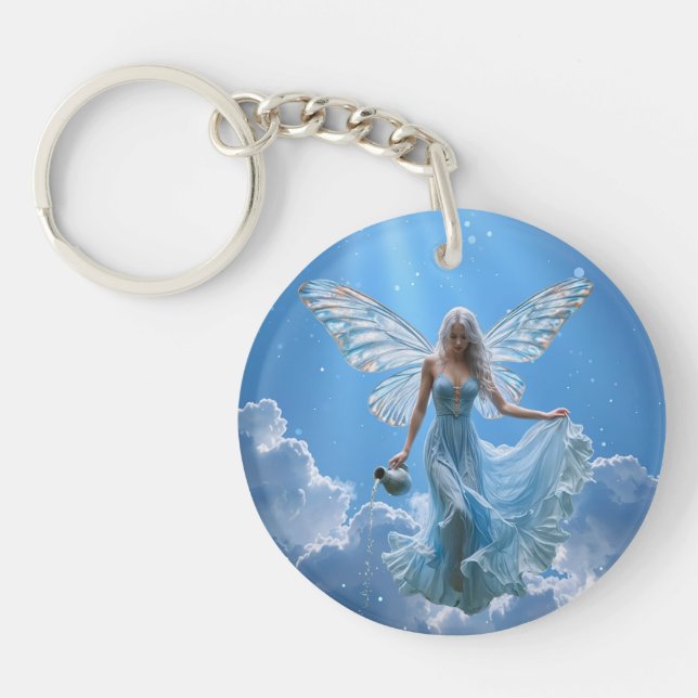 Schöne Aquarius Fairy in den Wolken Schlüsselanhänger (Vorderseite)