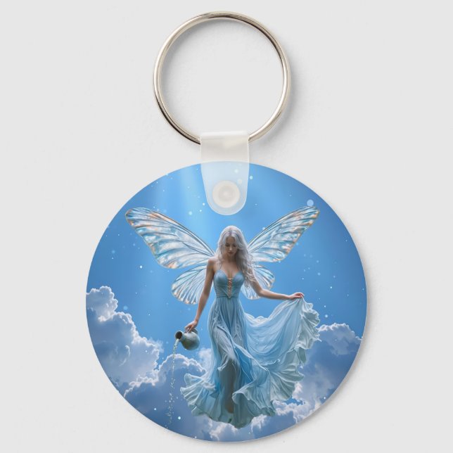 Schöne Aquarius Fairy in den Wolken Schlüsselanhänger (Vorderseite)