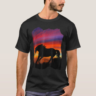 Schöne arabische Pferd-Sonnenuntergangs-Silhouette T-Shirt