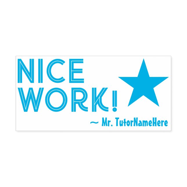 "SCHÖNE ARBEIT!" + Lehrer Name Kautschuk Briefmark Permastempel (Design)