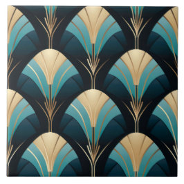 Schöne Art Deco Fan Border Keramik Tile. Fliese