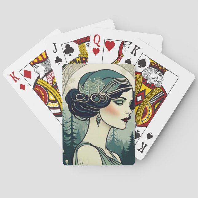 Schöne Art Deco Flapper Spielkarten (Rückseite)