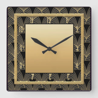 Schöne Art Deco Gemustert Quadratische Wanduhr