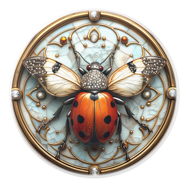 Schöne Art Deco Ladybug Keramikknauf (Vorderseite)