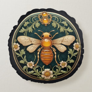 Schöne Art Nouveau Biene Rundes Kissen