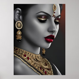 Schöne Asiatin Schwarz-weiß Red Lips Poster