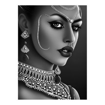 Schöne Asiatische Indianerin Schwarz-weiß Perle