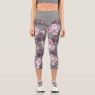 Schöne asiatische Sakura Blossom Floral Capri Leggings