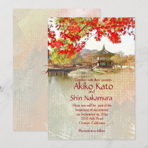 Schöne, asiatische Themed Custom Weditation Einladung