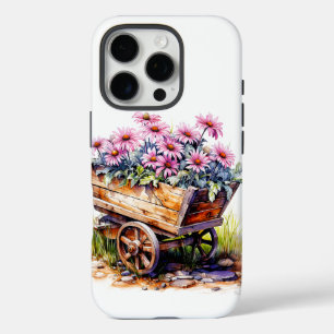 Schöne Aster-Blume in einem Radfass iPhone 16 Pro Hülle