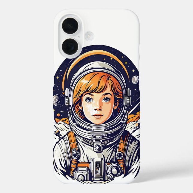 Schöne Astronautin im Weltraum iPhone 16 Hülle (Rückseite)