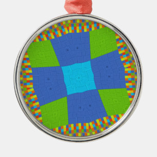 Schöne atemberaubende grüne blaue cyan Kunst Druck Silbernes Ornament
