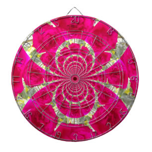 Schöne atemberaubende rote Rosen Kaleidoskop-Muste Dartscheibe