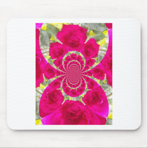 Schöne atemberaubende rote Rosen Kaleidoskop-Muste Mousepad