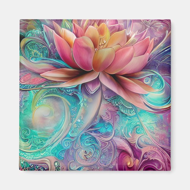 Schöne ätherische Whimsical Lotus Blume Magnet (Vorne)