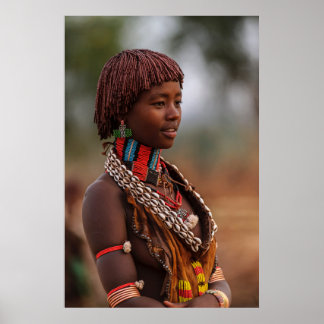 Schöne äthiopische Frau aus Omo Valley Poster