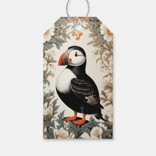 Schöne Atlantic-Puffin-Weiße Blumen Geschenkanhänger