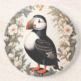 Schöne Atlantic-Puffin-Weiße Blumen Getränkeuntersetzer