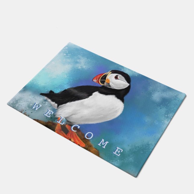 Schöne atlantische Puffin Doormat Empfang Fußmatte (Schrägansicht)