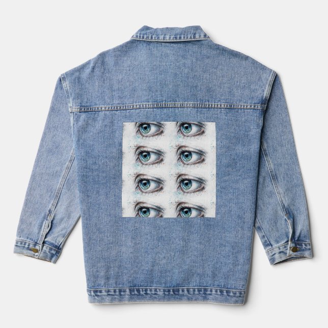 Schöne Augen Bild gedruckt Größe Erwachsene 2x Fra Jeansjacke (Rückseite)
