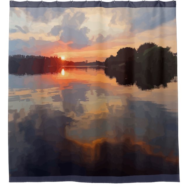Schöne Aussicht auf den See Landschaft Landschaft  Duschvorhang (Vorderseite)