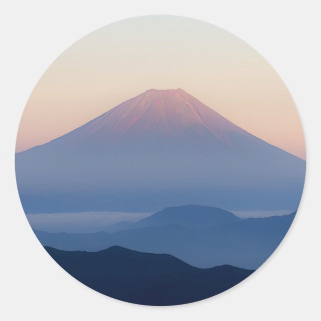 Schöne Aussicht auf Fuji, Japan, Sonnenaufgang Runder Aufkleber (Vorderseite)