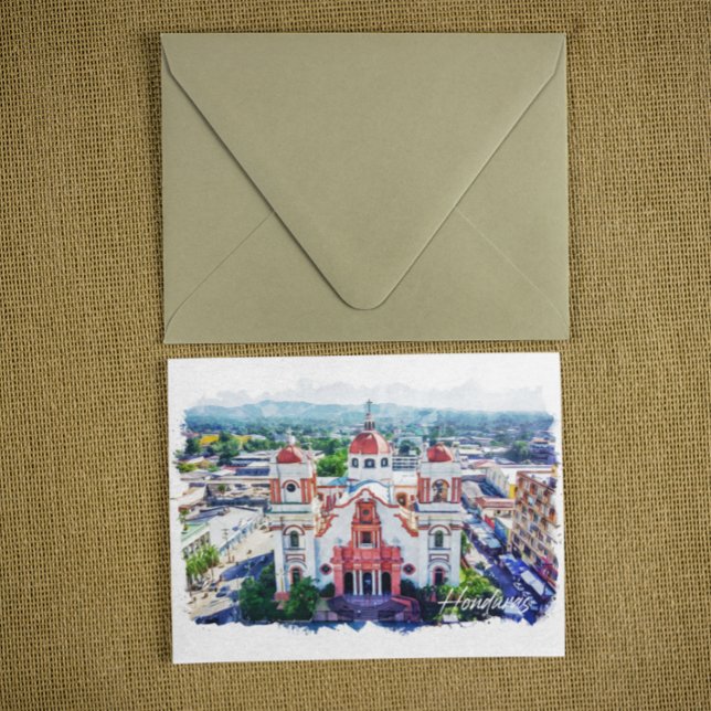 Schöne Aussicht auf Honduras Panorama Postkarte (tunisia watercolor travel postcard)