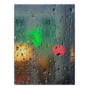 Schöne Aussicht durch Regen Poster