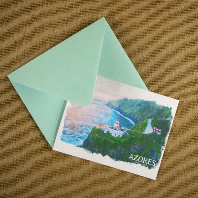 Schöne Azoren Atlantische Inseln Aquarell Postkarte (stunning azores atlantic island postcard)