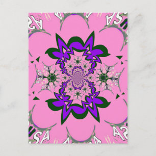 Schöne Baby-Rosa-Blumen-Muster-Kunst mit violettem Postkarte