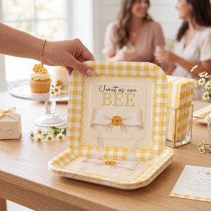 SCHÖNE Baby-Shower-Platten mit gelber Schleife Pappteller