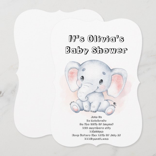 Schöne Babydusche-Einladung für ein kleines Mädche Einladung (Vorne/Hinten)