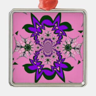 Schöne Babyrosa Florale Violettschattierungs-Motiv Silbernes Ornament